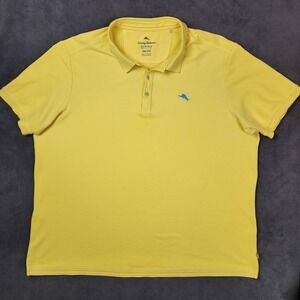 Tommy Bahama Polo Shirt Mens  XXL Yellow Supima Cotton Resort Beach Casual
